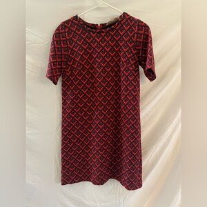 LOFT Red and Black Geometric Mini Dress